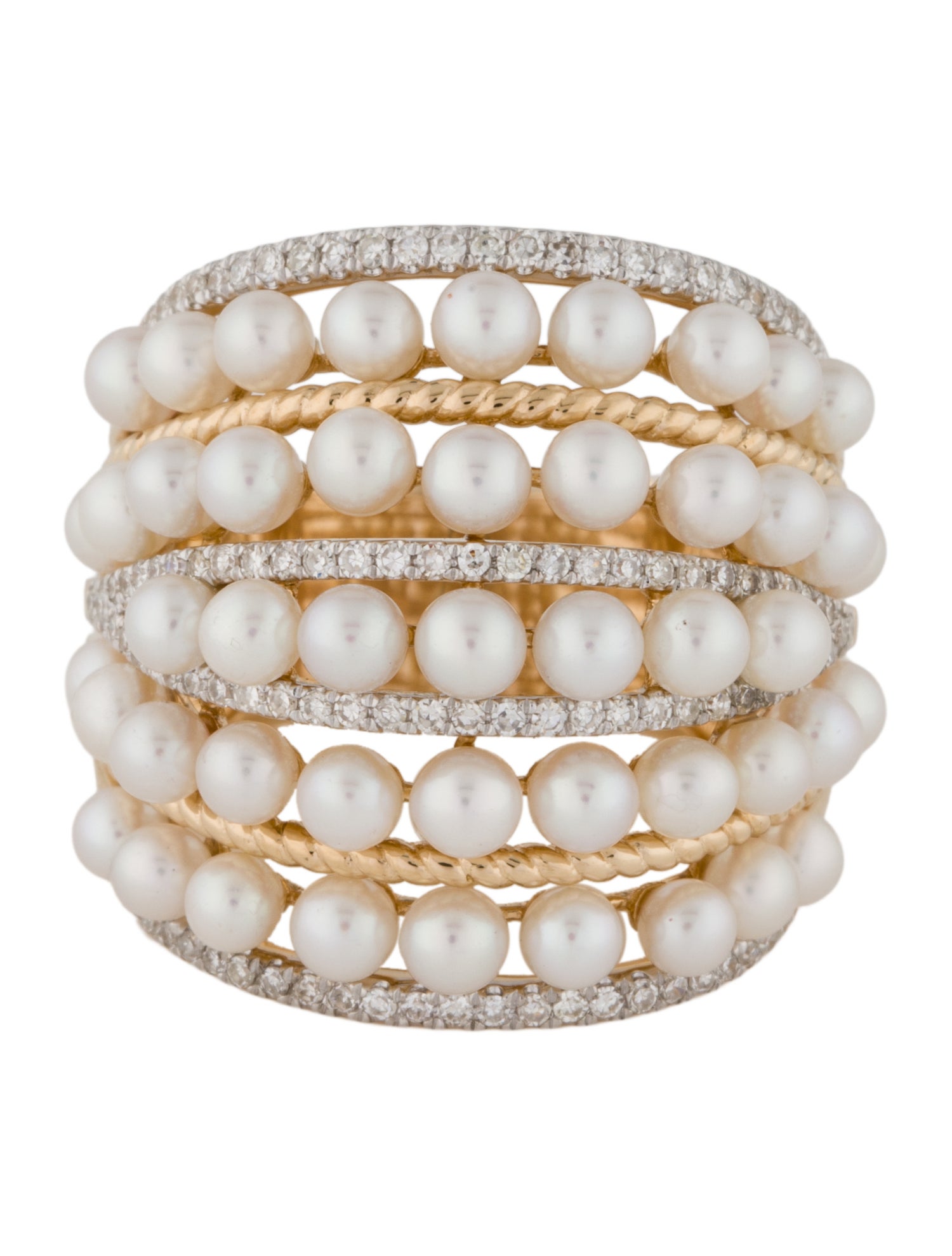 Effy Jewelry 14K Pearl & Diamond Dome Cocktail Ring